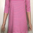 Vineyard Vines Girls Size L (14) Pink White 3/4 Sleeve Shift Dress Bottom Logo
