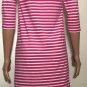 Vineyard Vines Girls Size L (14) Pink White 3/4 Sleeve Shift Dress Bottom Logo