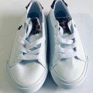 Polo Ralph Lauren Girls White Leather Sneakers Shoes w/ Leopard Print Sz 10