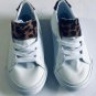 Polo Ralph Lauren Girls White Leather Sneakers Shoes w/ Leopard Print Sz 10