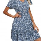 Women's Sexy Summer Blue Floral Ditsy Temperament Dress Size (8-10) and XL (12)