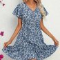Women's Sexy Summer Blue Floral Ditsy Temperament Dress Size (8-10) and XL (12)