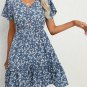 Women's Sexy Summer Blue Floral Ditsy Temperament Dress Size (8-10) and XL (12)