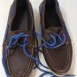 Sperry Top Sider Mens Brown Shoes Size 6 Boat w/ Blue Laces All Leather  0195115