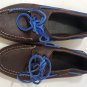 Sperry Top Sider Mens Brown Shoes Size 6 Boat w/ Blue Laces All Leather  0195115