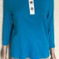 Lauren Ralph Lauren Women's Blue Top Size M White Collared Blouse