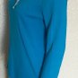 Lauren Ralph Lauren Women's Blue Top Size M White Collared Blouse