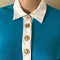 Lauren Ralph Lauren Women's Blue Top Size M White Collared Blouse