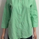 Lauren Ralph Lauren Womens Button Up 3/4 Sleeve Green White Check Shirt Sz M Lauren Ralph Lauren Womens Button Up 3/4 Sleeve Green White Check Shirt Sz M
