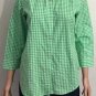 Lauren Ralph Lauren Womens Button Up 3/4 Sleeve Green White Check Shirt Sz M