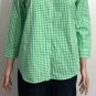 Lauren Ralph Lauren Womens Button Up 3/4 Sleeve Green White Check Shirt Sz M