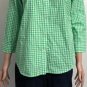 Lauren Ralph Lauren Womens Button Up 3/4 Sleeve Green White Check Shirt Sz M