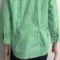 Lauren Ralph Lauren Womens Button Up 3/4 Sleeve Green White Check Shirt Sz M