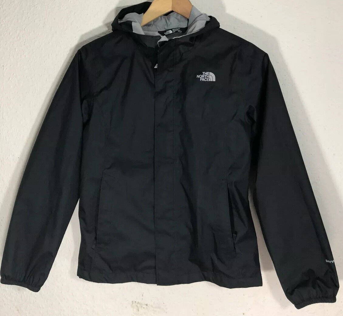 The North Face Girls' Dry Vent Windbreaker Black Hooded Jacket Sz M 10-12