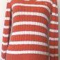 Lauren Ralph Lauren Women's V-Neck L/S Cable Knit Orange Striped LRL Logo Sz S