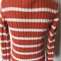 Lauren Ralph Lauren Women's V-Neck L/S Cable Knit Orange Striped LRL Logo Sz S