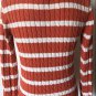 Lauren Ralph Lauren Women's V-Neck L/S Cable Knit Orange Striped LRL Logo Sz S