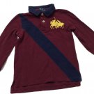 Polo Ralph Lauren Boys Polo Shirt Maroon/Navy Long Sleeve Sz Size 5 Polo Ralph Lauren Boys Polo Shirt Maroon/Navy Long Sleeve Sz Size 5