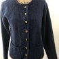 Vtg Orvis Womens Cardigan Sweater Blue Gold Button Pockets Embroidery Trim Sz S