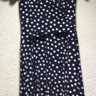 Ralph Lauren Women's Navy White Surplice Polka Dots Jersey Dress Size 4