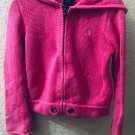 Ralph Lauren Girls Pink Zip Up Cardigan Hooded Sweater Kids Sz 5