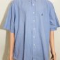 Ralph Lauren Yarmouth Mens Short Sleeve Blue Stripes Button Up Shirt 17.5 36/37