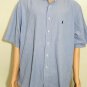 Ralph Lauren Yarmouth Mens Short Sleeve Blue Stripes Button Up Shirt 17.5 36/37