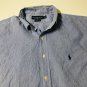 Ralph Lauren Yarmouth Mens Short Sleeve Blue Stripes Button Up Shirt 17.5 36/37
