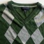 Men's Banana Republic Argyle Green/Grey Cashmere-Silk-Cotton Sweater size Large