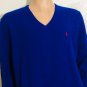 Polo Ralph Lauren Menâs Sz Large 100% Lambs Wool Blue V-neck Pullover Sweater
