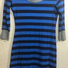 Patagonia Women's Blue/Black Organic Cotton Tencel Striped 3/4 Sleeve Dress Sz S