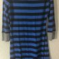 Patagonia Women's Blue/Black Organic Cotton Tencel Striped 3/4 Sleeve Dress Sz S
