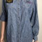 Ralph Lauren Jeans Co Button Up Denim Shirt Chambray Blue Anchor Print Sz L