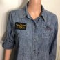 Ralph Lauren Jeans Co Button Up Denim Shirt Chambray Blue Anchor Print Sz L