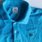 Lacoste Mens Polo Short Sleeve Logo Cotton Blue Shirt Sz Medium