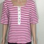 Lauren Ralph Lauren Womens 3/4 Sleeves Striped Scoop Neck Top Sz XL