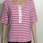Lauren Ralph Lauren Womens 3/4 Sleeves Striped Scoop Neck Top Sz XL