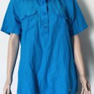 Under Armour Heat Gear 1/2 Button Pullover Shirt XL Blue S/S Cotton Blend Vtg