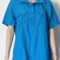 Under Armour Heat Gear 1/2 Button Pullover Shirt XL Blue S/S Cotton Blend Vtg