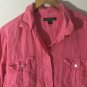 Tommy Bahama 100% Linen Women's L/S Button Down Pink Shirt Top Pockets Sz L