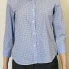Lauren Ralph Lauren Womens Button Up 3/4 Sleeve Blue White Check Shirt Sz P/S