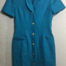Kasper ASL Women's Short Sleeve Button Front Lined Blue Suit Dress Size 6