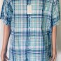 Daniel Cremieux Signature Mens Blue Cotton Blend Short Sleeve Plaid Shirt Sz 2XL