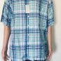 Daniel Cremieux Signature Mens Blue Cotton Blend Short Sleeve Plaid Shirt Sz 2XL