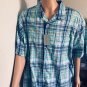 Daniel Cremieux Signature Mens Blue Cotton Blend Short Sleeve Plaid Shirt Sz 2XL