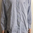 Ralph Lauren Men's Sz Large Blue White Check 100% Cotton Stretch Dress Shirt Ralph Lauren Men's Sz Large Blue White Check 100% Cotton Stretch Dress Shirt