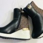 Michael Kors Girls Neo Lorna Logo Print Wedge Booties Youth Size 11