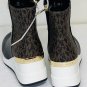 Michael Kors Girls Neo Lorna Logo Print Wedge Booties Youth Size 11