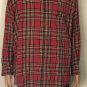 Orvis Mens Red Flannel Button Up Shirt Leather Trim Elbow Patch Sz XL