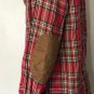 Orvis Mens Red Flannel Button Up Shirt Leather Trim Elbow Patch Sz XL